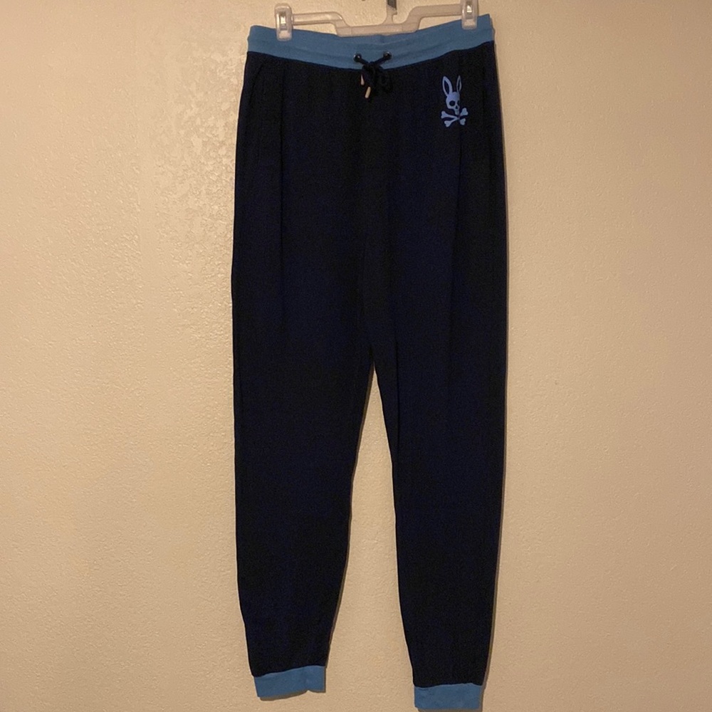 Psycho bunny lounge pajama pants Navy blue light blue detailing size XL